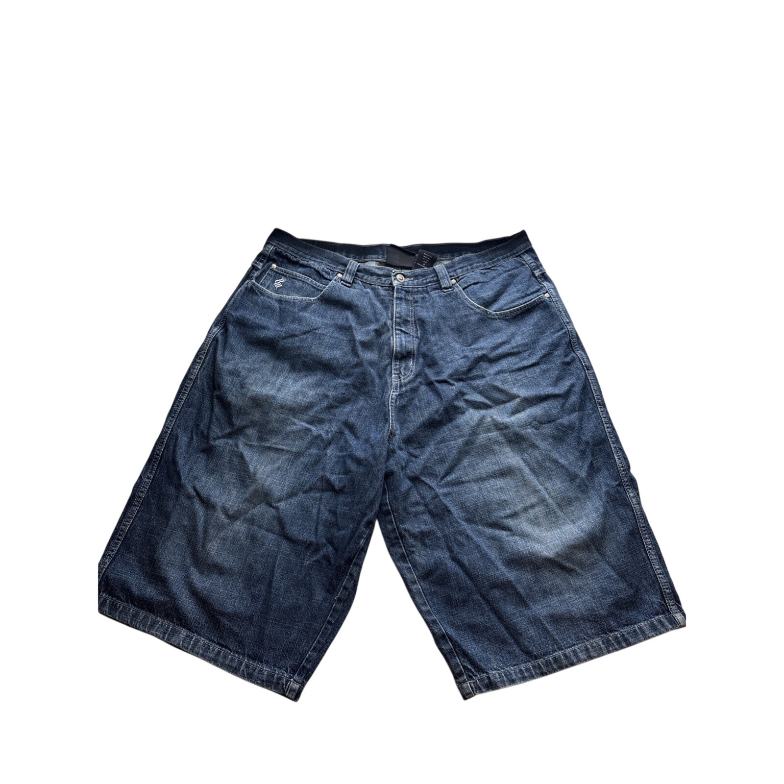 Vtg Y2k Rocawear Men's Medium Blue Wash Wide Leg Denim Shorts Baggy Fit Size 42w